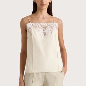 FAITHFULL ! Etienne lace-trimmed cotton-blend faille camisole ( M)